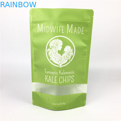 เกรดอาหารที่กำหนดเองพิมพ์ยืนขึ้นซิปล็อคซีลพลาสติกฟอยล์บิสกิตชิปถุงบรรจุภัณฑ์กระดาษที่มีหน้าต่างที่ชัดเจน