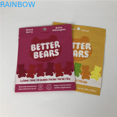 สามด้านซีลแบนความร้อนปิดผนึกขนมขบเคี้ยวคุกกี้กิน CBD THC Gummies ถุงบรรจุภัณฑ์ย่อยสลายได้