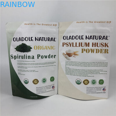 ชิปพิมพ์แบบกำหนดเอง Zip Lock Stand Up Pouch ถุงกระดาษคราฟท์สีขาว