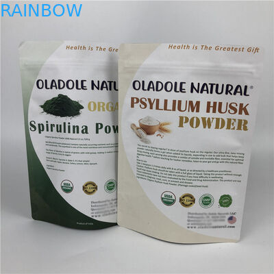 ชิปพิมพ์แบบกำหนดเอง Zip Lock Stand Up Pouch ถุงกระดาษคราฟท์สีขาว