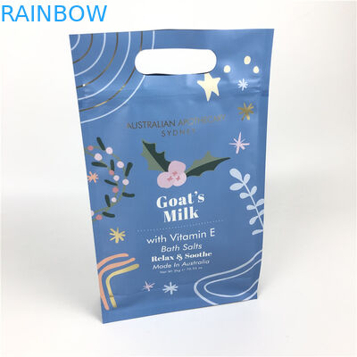 ด้านล่างแบน Zip Lock อาหารเกรดถุงก้นแบนพร้อมที่จับสำหรับบรรจุภัณฑ์สครับร่างกาย