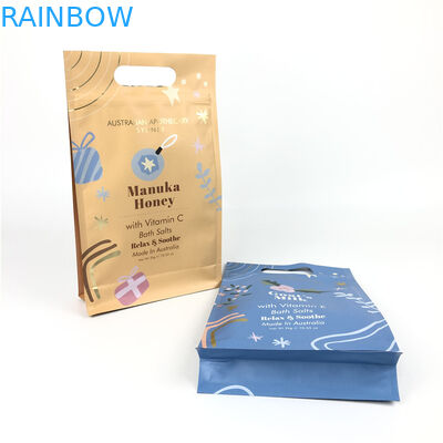 ด้านล่างแบน Zip Lock อาหารเกรดถุงก้นแบนพร้อมที่จับสำหรับบรรจุภัณฑ์สครับร่างกาย