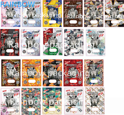 3D Blister Rhino Packaging Cards สำหรับ Rhino 10K / 100K / 69 Pills Paper Box Pink Pussy Cat Pills
