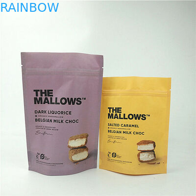 กระดาษคราฟท์ขนมขบเคี้ยวนมช็อกโกแลต Stand Up Pouch ลามิเนต MOPP PET PE