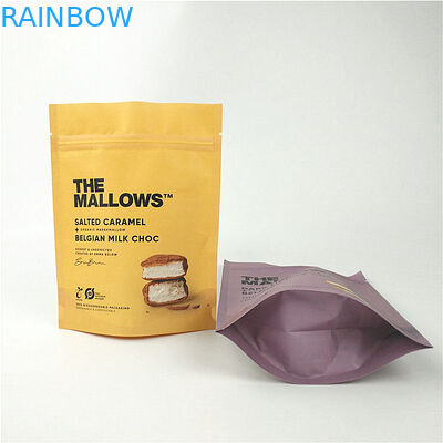 กระดาษคราฟท์ขนมขบเคี้ยวนมช็อกโกแลต Stand Up Pouch ลามิเนต MOPP PET PE