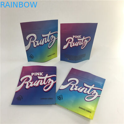 Edibles Smell Proof ถุง Mylar Holographic Rainbow 3.5g Die Cut Shaped