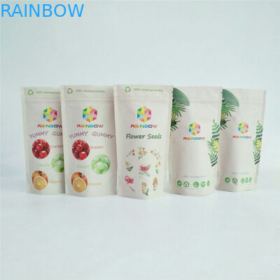 กระเป๋าซิปกระดาษคราฟท์ PLA แบบย่อยสลายได้เองยืนขึ้นบรรจุภัณฑ์อาหารชา