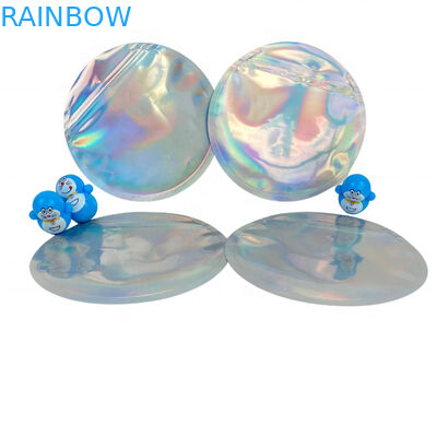 โฮโลแกรมวงกลม Mylar ซิปถุงฟอยล์บรรจุภัณฑ์ 3.5g 4 นิ้ว 5 นิ้วเส้นผ่านศูนย์กลาง