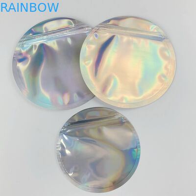 Holographic Mylar พิมพ์เหรียญซิปบรรจุภัณฑ์ถุงวงกลม 3.5g