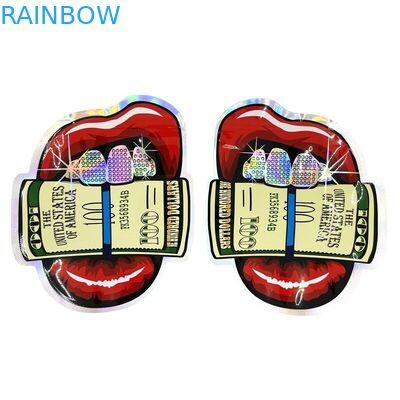 ถุงซิปพลาสติก Mylar รูปร่างไม่สม่ำเสมอกลิ่น Proof 3.5g 7g