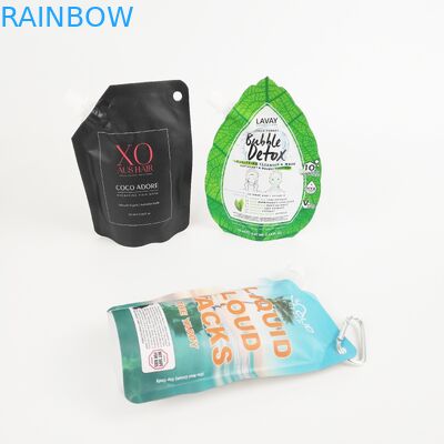 กำหนดเองแชมพูพวยกระเป๋าบรรจุภัณฑ์เครื่องสำอางพวยของเหลวยืนขึ้นกระเป๋า