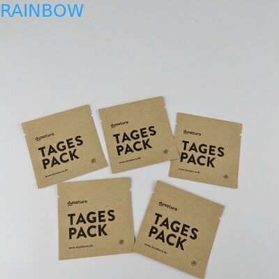 พิมพ์แบบกำหนดเองถุงกระดาษคราฟท์ย่อยสลายได้ MOPP 3 ด้านปิดผนึกถุง