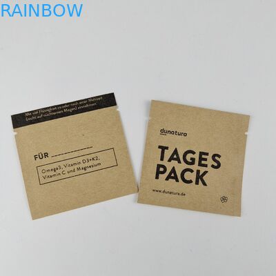 พิมพ์แบบกำหนดเองถุงกระดาษคราฟท์ย่อยสลายได้ MOPP 3 ด้านปิดผนึกถุง