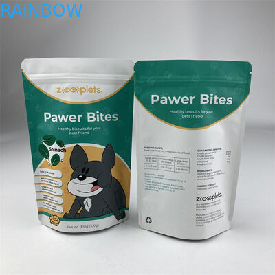 รีไซเคิลที่กำหนดเองผนึกยืนขึ้นถุงอาหารสัตว์เลี้ยงถุงกระดาษคราฟท์สีน้ำตาล