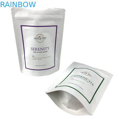 บรรจุภัณฑ์ชากาแฟถุง Ziplock Frosted สีขาวกันกลิ่นพร้อมโลโก้ของคุณ