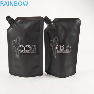 Squeeze Liquid Stand Up Spout Pouch Bag Black Matte Print Label น้ำผลไม้