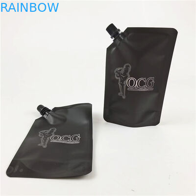 Squeeze Liquid Stand Up Spout Pouch Bag Black Matte Print Label น้ำผลไม้