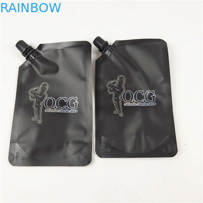 Squeeze Liquid Stand Up Spout Pouch Bag Black Matte Print Label น้ำผลไม้