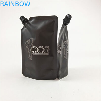 Squeeze Liquid Stand Up Spout Pouch Bag Black Matte Print Label น้ำผลไม้
