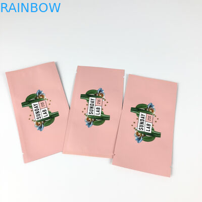 บรรจุภัณฑ์ดอกไม้แห้ง ศูนย์การพิมพ์ถุงความร้อน Mylar สีชมพู ถุงปิดผนึกสามด้าน