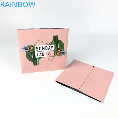 บรรจุภัณฑ์ดอกไม้แห้ง ศูนย์การพิมพ์ถุงความร้อน Mylar สีชมพู ถุงปิดผนึกสามด้าน