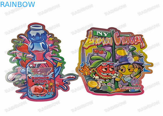 ถุงกันกลิ่นรูปทรงพิเศษพร้อม Ziplock Custom 28g 14g 7g 3.5g Die Cut Snack Bag Packaging