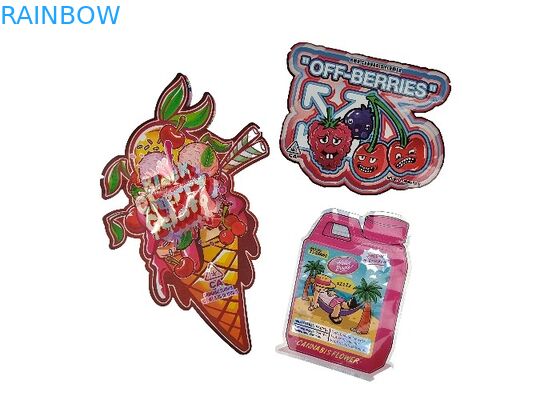 พลาสติก Childproof 3.5g โฮโลแกรม Mylar Ziplock ถุง Die Cut รูปทรงพิเศษผิดปกติ