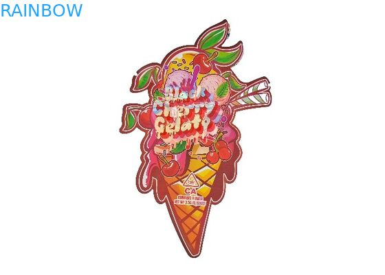 พลาสติก Childproof 3.5g โฮโลแกรม Mylar Ziplock ถุง Die Cut รูปทรงพิเศษผิดปกติ