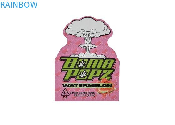 พลาสติก Childproof 3.5g โฮโลแกรม Mylar Ziplock ถุง Die Cut รูปทรงพิเศษผิดปกติ