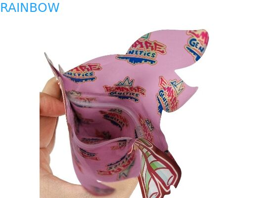 พลาสติก Childproof 3.5g โฮโลแกรม Mylar Ziplock ถุง Die Cut รูปทรงพิเศษผิดปกติ