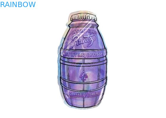 พิมพ์แบบกำหนดเอง 3.5g 0.125oz ถุง Ziplock Mylar พิสูจน์กลิ่นพิเศษ Die Cut รูปร่างผิดปกติ
