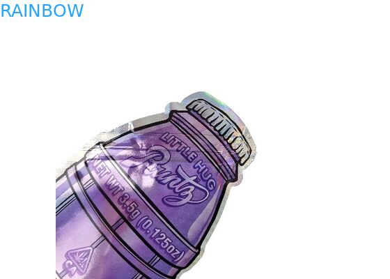พิมพ์แบบกำหนดเอง 3.5g 0.125oz ถุง Ziplock Mylar พิสูจน์กลิ่นพิเศษ Die Cut รูปร่างผิดปกติ