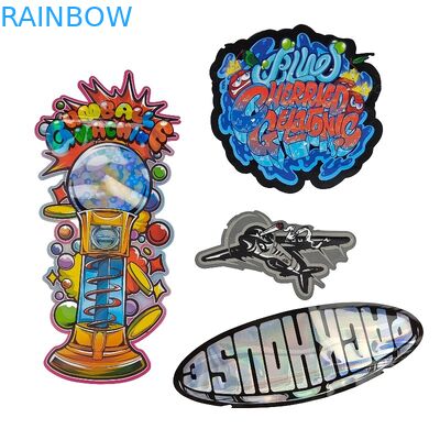 กำหนดเอง 3.5g - 28g ถุงโฮโลแกรมไดคัท Mylar แบบมันเงารูปร่างพิเศษสำหรับคุกกี้พลังอาหาร