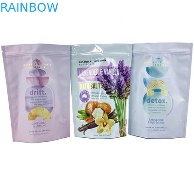 การพิมพ์ดิจิตอลตามสั่ง เบลล์ส่วนตัว ของขวัญสปา เงินธรรมชาติ Epsom Salt Bath Salts กระเป๋าบรรจุ Mylar Bag สําหรับ 250g Body Scrub