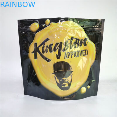กระเป๋าพิมพ์ดิจิตอล 3.5G 1LB Soft Touch Holographic Pouch High Barrier Smell Proof Child Proof Zipper Stand Up Bags กระเป๋าขัดกลิ่นสูง