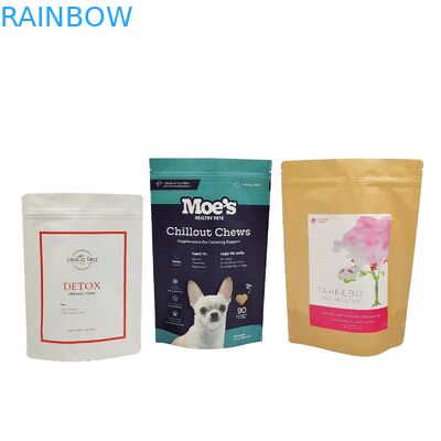 ดีไซน์ลูกค้าคุณภาพสูง พิมพ์กระเป๋าสะพายชีวภาพที่สามารถปิดใหม่ได้ด้วย Ziplock Doypack กระเป๋ากระดาษ Kraft กระเป๋าอาหารสัตว์เลี้ยง Packagin