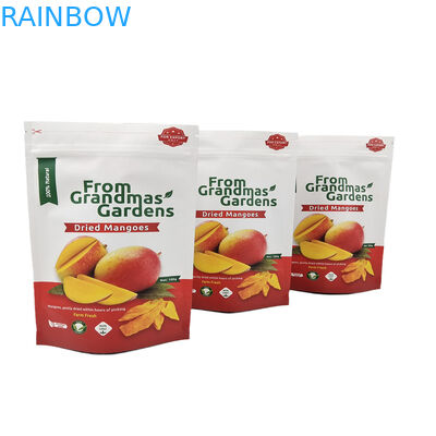 MOQ ต่ํา กระเป๋ากระดาษ Kraft Stand Up Custom สําหรับผลไม้มะม่วงแห้ง กระเป๋า Mylar สามารถปิดใหม่ได้