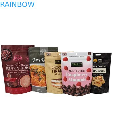 กระเป๋าสะพายช็อกโกแลตพลาสติกที่ปิดใหม่ได้ตามสั่ง กระเป๋าสะพายช็อกโกแลตกระเป๋าสะพายอัลลูมิเนียมกระเป๋าสะพายยืน