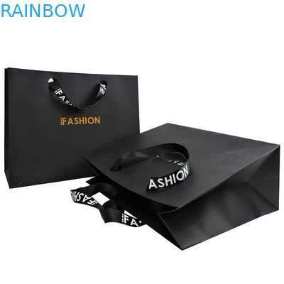 โลโก้แบรนด์ที่กําหนดเอง กระดาษดําหรู กระดาษแต่งตัว กระเป๋าช้อปปิ้ง กระดาษบรรจุ