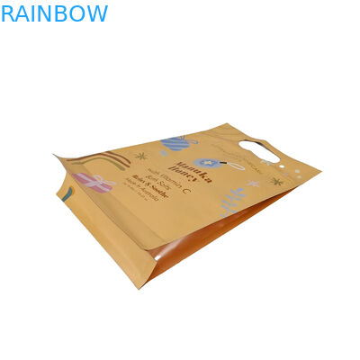 การออกแบบตามสั่ง พิมพ์เมทสี่เหลี่ยม ด้านล่างเรียบ ด้านข้าง Gusset พลาสติก Mylar Foil Logo Packaging Bag Easy Tear Zipper Bags