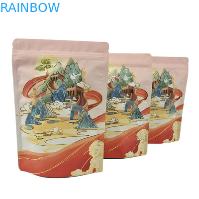 กระเป๋าสตางค์แบบ Custom Stand Up Bag With Zipper สําหรับอาหาร โฟลยอลูมิเนียม Soft Touch Mylar Bag สําหรับผลไม้แห้ง อาหารว่าง ของหวาน