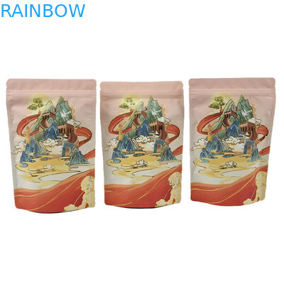 กระเป๋าสตางค์แบบ Custom Stand Up Bag With Zipper สําหรับอาหาร โฟลยอลูมิเนียม Soft Touch Mylar Bag สําหรับผลไม้แห้ง อาหารว่าง ของหวาน