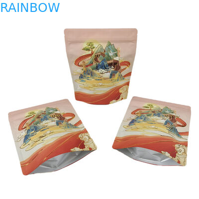 กระเป๋าสตางค์แบบ Custom Stand Up Bag With Zipper สําหรับอาหาร โฟลยอลูมิเนียม Soft Touch Mylar Bag สําหรับผลไม้แห้ง อาหารว่าง ของหวาน