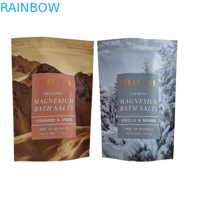 Matte Oem Custom Printed Bath Salts Packaging Zip Lock Bath Salt Body Scrub ถุงบรรจุที่ยืน ถุงยืน