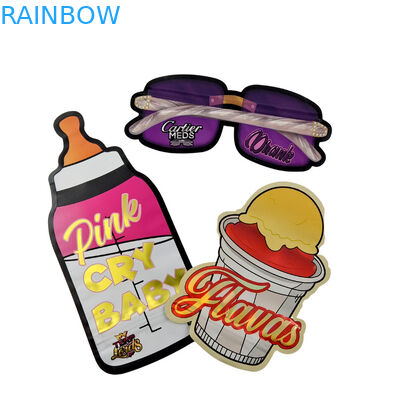 3.5 กรัม แพ็คเกจที่กําหนดเอง และการพิมพ์โลโก้พิเศษ แบบพิเศษในรูปทรงพิเศษ พิมพ์แบบโฮโลแกรฟิก ตัดสั้น Mylar Bag