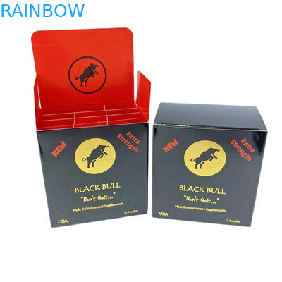 ขายร้อน เงินเปล่า กล่องบรรจุพลาสติกน้ําผึ้ง Black Bull มีกล่องแสดงภาพ ถุง Mylar กล่องบรรจุน้ําผึ้ง
