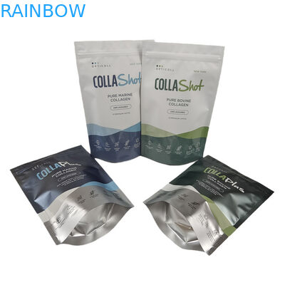 โลโก้ที่กําหนดเอง ถุง Mylar สูงด้วย Spot UV Aluminum Foil ถุง Mylar สามารถปิดใหม่ได้สําหรับผงโปรตีน