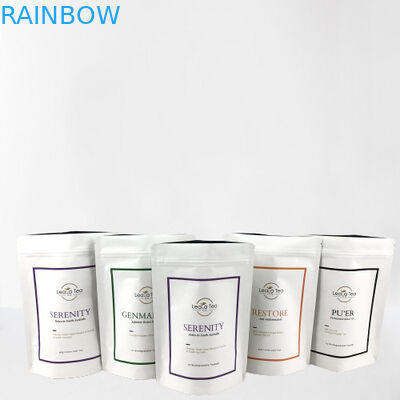 กระเป๋าสตางค์ยืนที่สามารถปิดใหม่ได้ พร้อมโลโก้ที่กําหนดเองสําหรับบรรจุถุงชาแห้ง