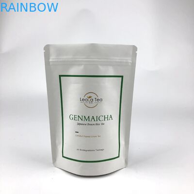 กระเป๋าสตางค์ยืนที่สามารถปิดใหม่ได้ พร้อมโลโก้ที่กําหนดเองสําหรับบรรจุถุงชาแห้ง