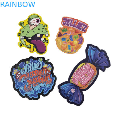 กระเป๋าพิมพ์ดิจิตอลที่กําหนดเอง แพ็คเกจ โฮโลกราฟฟิล ตัดเฉพาะรูปทรง Ziplock พลาสติก Mylar 3.5g กระเป๋าตัดเฉพาะ